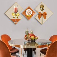 Tableau mural moderne minimaliste pour canapé, horloge murale, peinture nordique en trois panneaux, peinture en porcelaine cristalline pour salon