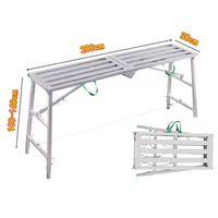 Plateforme de travail escamotable et pliable en acier galvanisé, hauteur réglable, capacité de charge 400 kg, verrouillage manuel de sécurité