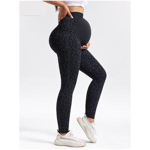 Pantalon de randonnée et de danse pour femmes enceintes, de haute qualité, à haute élasticité, gris foncé, avec plis de corset, vêtements de sport - Product Image 4