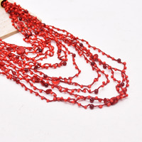 Collier multi-rangs de perles rouges, collier bohème exagéré à boutons perlés, accessoires Street Beat