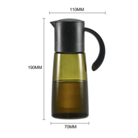 Distributeur d'huile d'olive en verre ambré LFGB, ouverture et fermeture par gravité, capacité de 300 ml, bouteille d'huile de cuisson avec bec verseur