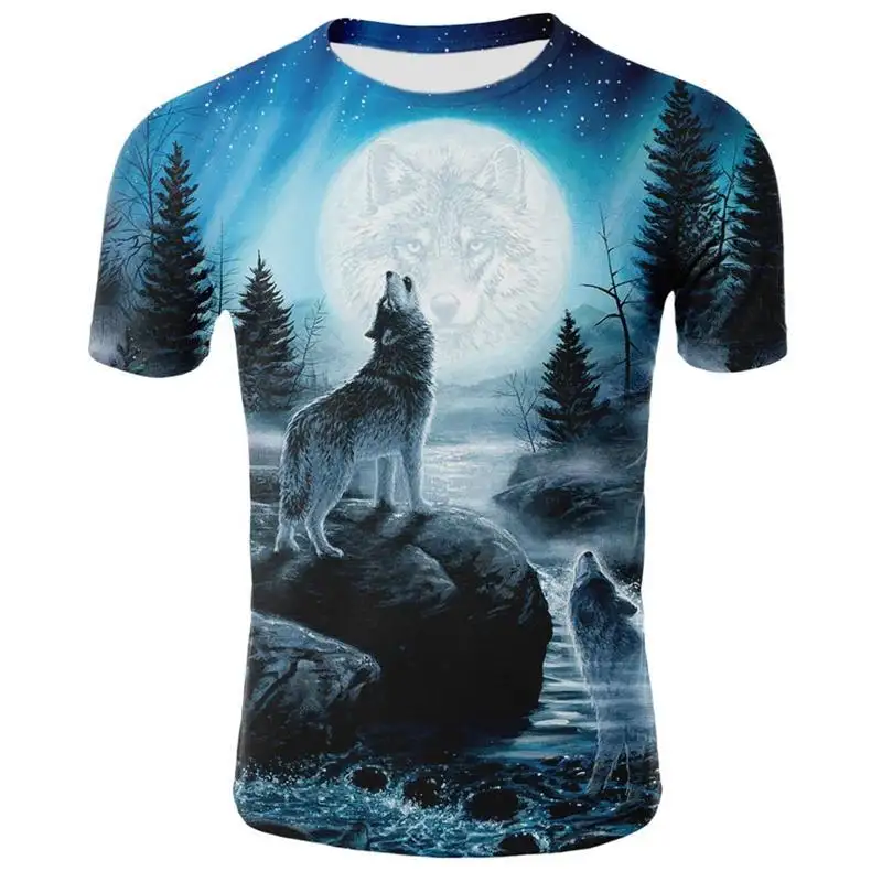 패션 남자의 새로운 빠른 배달 3D 동물 늑대 그래픽 남여 공용 승화 티셔츠 빈 흰색 티셔츠 캐주얼 탑