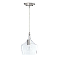 Vente en gros de luminaires suspendus LED modernes, finition noire, abat-jour en verre transparent, 2700K, mini lampes suspendues pour salon, structure en fer, garantie de 2 ans