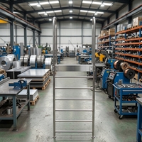 Échelle industrielle en acier inoxydable sur mesure, fabrication de tôles, avec main courante polie et brossée, pour équipement d'usine
