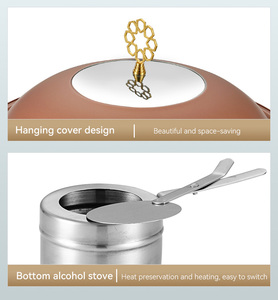 Réchaud Suspendu Doré de Luxe pour Buffet d'Hôtel | Chauffe-Plat Libre-Service en Acier Inoxydable avec Réchaud à Alcool - Product Image 5