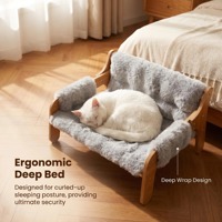 Hamac-lit pliable rectangulaire en MDF écologique pour chat, avec griffoir amovible et lavable, pour un usage partagé entre l'animal et le maître