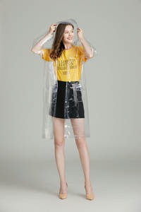 Classic Cheapest Durable Plastic Waterproof Ladies Transparent Eva <strong>clear</strong> <strong>Raincoat</strong> with Hood - Product Image 2