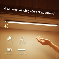 Bande LED ultra-fine à détecteur de mouvement pour armoire, avec installation magnétique, télécommande, intensité variable, 3 températures de couleur, pour armoire, cuisine, maison