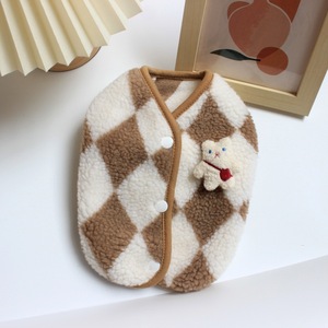 Winter <b>clothes</b> <b>for</b> puppies, diamond-patterned fleece jackets, Teddy bear and panda breed <b>small</b> <b>dog</b> pet autumn and winter - Product Image 2