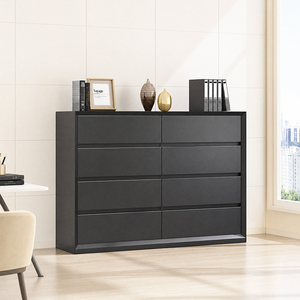 Black Solid Wood Six <b>Drawer</b> Dresser Modern Freestanding Bedroom Storage Cabinet Organizer - Product Image 1