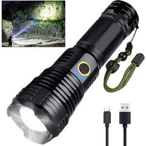 Linterna Táctica Recargable USB de 15 W, Resistente al Agua IP54, 3000 Lúmenes, la Más Potente, LED Portátil con Zoom para Exteriores - Product Image 1