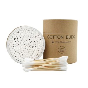 Cotons-tiges en bambou écologiques 200pcs 100% Biodégradable Nettoyage des oreilles <span class=keywords><strong>Coton</strong></span>-<span class=keywords><strong>tige</strong></span> en bambou avec étui cylindrique en papier kraft - Product Image 1