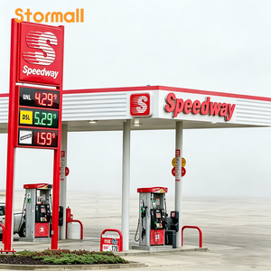 Panneaux LED personnalisés pour stations-service - Affichage des prix du carburant & Structure de toit de station-service en acier robuste avec auvent - Product Image 5