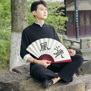 <span class=keywords><strong>เสื้อ</strong></span>เชิ้ตผู้<span class=keywords><strong>ชาย</strong></span>สไตล์ชาติพันธุ์ แขนสามส่วน <span class=keywords><strong>คอ</strong></span><span class=keywords><strong>จีน</strong></span> ประดับลูกปัด ผ้าฝ้ายลินิน สำหรับฤดูใบไม้ผลิ ฤดูร้อน ฤดูใบไม้ร่วง รุ่นใหม่ - Product Image 4