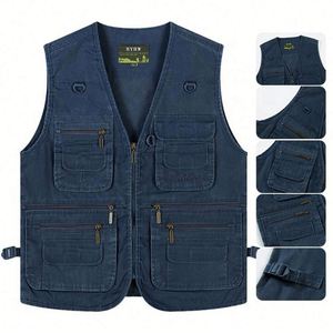 Chaleco de Trabajo de Alta Calidad 100% Algodón para Hombre, con Logotipo Personalizado, Cuello en V, Ecológico, Informal, con Múltiples Bolsillos, para Senderismo y Camping - Product Image 4