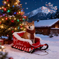 Lit pour animaux de compagnie en forme de luge de Noël, lit chaud et lavable pour chat et chien, canapé en peluche doux pour animaux de compagnie de petite et moyenne taille