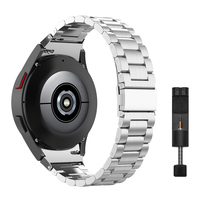 Bracelet de montre luxueux en acier inoxydable massif pour Watch 4 Classic 46 mm, avec fermoir pliant et design sans soudure