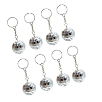 Vente en gros d'argent porte-clés boule de miroir porte-clés des années 70 accessoires de disco pour les années 1970 fournitures de fête fête de noël boule de disco porte-clés