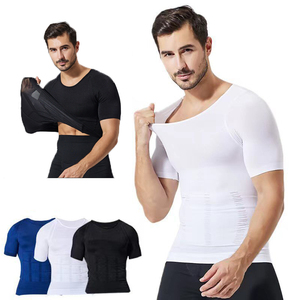 T-Shirt de Compression à Manches Courtes pour <span class=keywords><strong>Homme</strong></span> Col en O Shapewear Contrôle du <span class=keywords><strong>Ventre</strong></span> <span class=keywords><strong>Plat</strong></span> <span class=keywords><strong>Ventre</strong></span> Débardeur Fitness Workout Minceur Body Shaper - Product Image 1