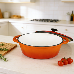 Ensemble de casseroles <span class=keywords><strong>en</strong></span> <span class=keywords><strong>fonte</strong></span> au design classique, vente <span class=keywords><strong>en</strong></span> gros, <span class=keywords><strong>cocotte</strong></span> ovale durable pour usage intérieur et extérieur, antiadhésive - Product Image 2