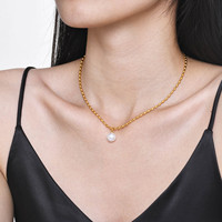 Collier ras du cou tendance en acier inoxydable 316L plaqué or PVD 18 carats avec pendentif perle d'eau douce pour femme, vente en gros personnalisée