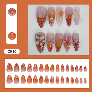 Gran oferta de parches de <span class=keywords><strong>manicura</strong></span> <span class=keywords><strong>francesa</strong></span> de 30 piezas <span class=keywords><strong>con</strong></span> diamantes portátiles, uñas postizas extraíbles para aplicación en los dedos - Product Image 2