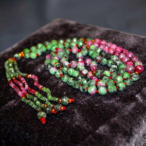 Collar de Mala con Piedras Preciosas de Zoisita Rubí de 7mm, Collar de Borlas con Cuentas Facetadas de Múltiples Hilos, Unisex, para Yoga, Meditación, Regalo para Fiestas, Gemas Rudra - Product Image 5