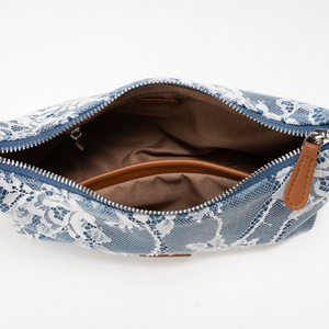Sac à bandoulière en dentelle bleue pour femmes, sac à main à fermeture magnétique, sac léger pour les voyages quotidiens - Product Image 4