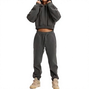 Vêtements de sport en coton pour femmes, ensemble de survêtement 350 g/m² pour marques américaines, faible quantité minimum de commande. - Product Image 1