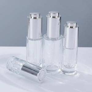 Flacon de lotion en verre transparent haut de gamme avec tête de pompe à pression 20ml/100ml, diffuseur à bâtonnets pour <span class=keywords><strong>essence</strong></span> faciale de luxe, crème pour le visage, <span class=keywords><strong>mascara</strong></span> - Product Image 6