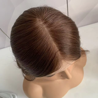 # Perruque médicale sans colle en cheveux humains européens, couleur marron, avec bonnet en silicone et dessus en soie, pour alopecia ou cancer