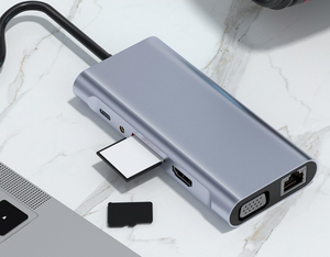 Custom <b>USB</b> 3.0 Type-<b>C</b> to Ethernet & for 2.0 Adapter 4K <b>Docking</b> <b>Station</b> 5Gbps PD Charging 10-Port Aluminum Alloy in Stock - Product Image 5