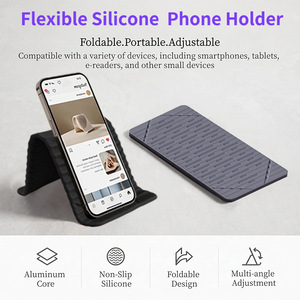 Soporte Flexible de Silicona para Teléfono, Plegable, para Escritorio, en Naranja, Negro y Gris, Universal para Celulares - Product Image 5