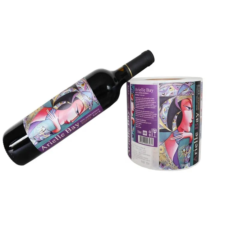 Luxuriöses rotwein selbstklebendes Etikett Weinflasche wasserdichte Vinylverpackungsetikett
