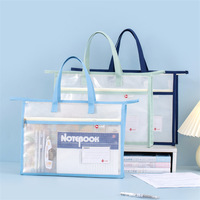 Pochette à documents en PVC translucide personnalisable avec pochette zippée en maille, organiseur de documents transparent pour étudiants, sac de rangement pour travaux d'art