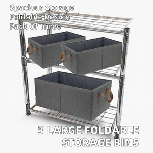 Pack <strong>3</strong> Large Capacity Fabric <strong>Storage</strong> Bins Foldable <strong>Storage</strong> <strong>Cube</strong> Pants Tower Clothing Organizer System for Closet Shelf <strong>Storage</strong> - Product Image 2