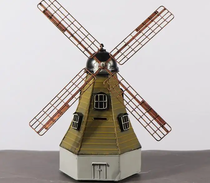 Home Decorative Dutch wind spinner Metal crafts Model ornaments Iron windmill Souvenir