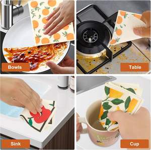 Éponges de cuisine en cellulose réutilisables écologiques imprimées sur mesure, tissu de nettoyage suédois - Product Image 4