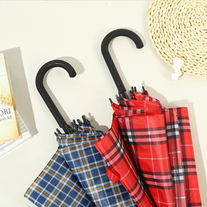 ร่มลายสก็อตคลาสสิกทรงตรง 100 ซม. เปิดอัตโนมัติ โครงอัลลอยด์ ป้องกันแดดและฝน - Product Image 4