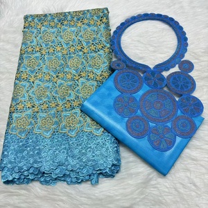 Dubai Style 2.5 Y Embroidery Bazin Brode Riche Tulle Guipure Lace Popular for African Lace Collar Woven Suits and <strong>Bags</strong> - Product Image 3