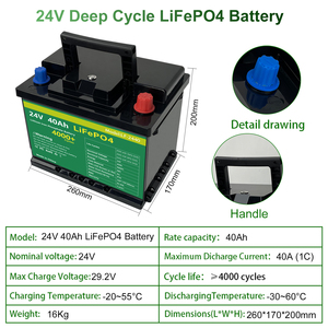 Batería de iones de litio de 24V 40Ah, paquete de baterías de fosfato personalizado para arranque de coche, reemplazo adecuado para baterías de plomo-ácido - Product Image 3
