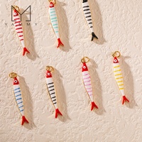 Pendentif en forme de poisson en émail coloré arc-en-ciel plaqué or 18 carats Yammy YFH029, style océan, mignon, pour la fabrication de colliers et de bijoux