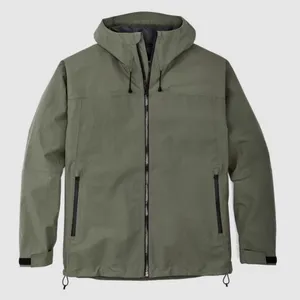 Diseño simple hombres dobladillo ajustable puños elásticos Capucha ligera lluvia senderismo chaqueta transpirable al aire libre chaqueta impermeable