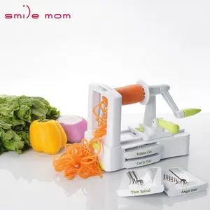 Gülümseme anne İşlevli mutfak sebze 5-bıçakları Spiralizer el ile Spiral dilimleyici Spiralizer