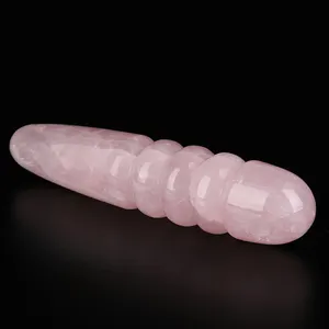 Varinha massageadora de cristal de pênis, pedra de quartzo rosa natural atraente