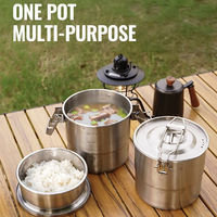 Kit de cuisine de camping 7 pièces en acier inoxydable 304, ensemble portable pour pique-nique en plein air