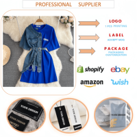 Robe d'été vintage pour femme, col rond, robe chemise en jean color block, taille cintrée avec ceinture, robe mi-longue décontractée pour femme