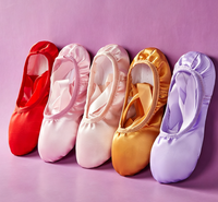 Zapatillas de Ballet de Satén Suave con Cinta y Suela Partida para Niñas, Calzado para Clases de Danza, Entrenamiento, Recitales y Actuaciones