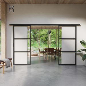 Portes de <span class=keywords><strong>grange</strong></span> en verre insonorisées à vente directe d'usine, cloison interne pour salon et cuisine, porte coulissante intérieure - Product Image 4
