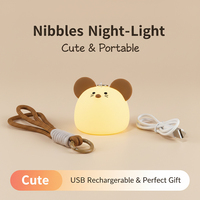 Veilleuse en silicone pour enfants, lampe LED mignonne de dessin animé, rechargeable par USB, toucher doux, éclairage relaxant pour la chambre à coucher